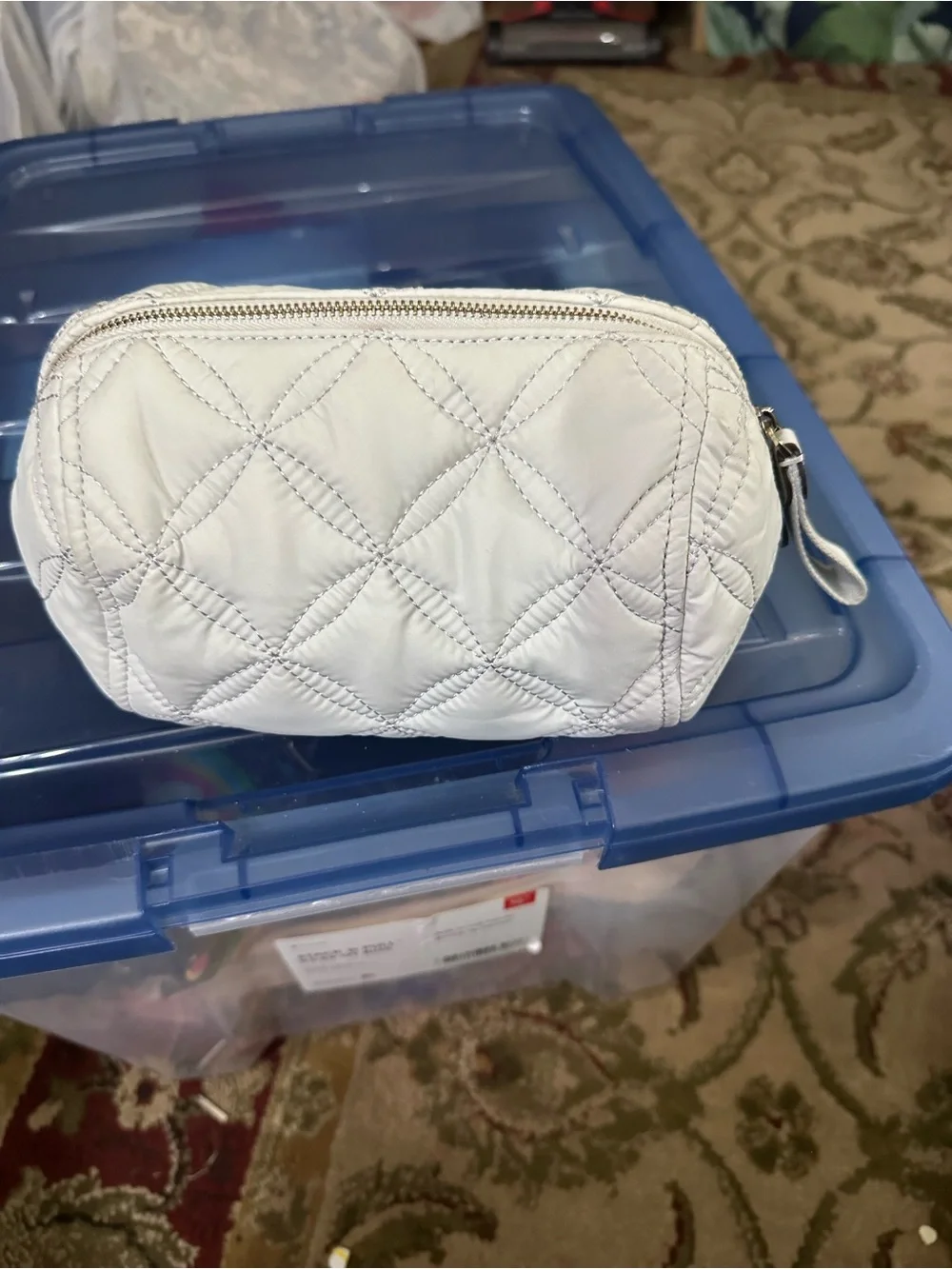 Kate Spade Quilted White Cosmetic Pouch